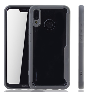 Graue Premium Huawei P20 Lite Hybrid-Editon H�lle | Unterst�tzt Kabelloses Laden | aus edlem Acryl mit weichem Silikonrand Grau