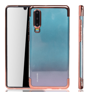 Handyhlle fr Huawei P30 Rose Pink - Clear - TPU Silikon Case Backcover Schutzhlle in Transparent   Rose Pink