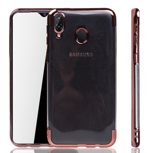 Handyhlle fr Samsung Galaxy M20 Rose Pink - Clear - TPU Silikon Case Backcover Schutzhlle in Transparent   Rose Pink