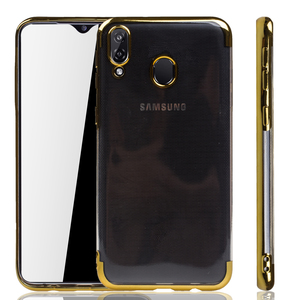 Handyhlle fr Samsung Galaxy M20 Gold - Clear - TPU Silikon Case Backcover Schutzhlle in Transparent   Gold