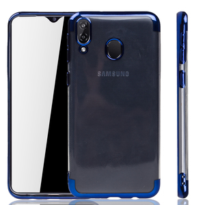 Handyhlle fr Samsung Galaxy M20 Blau - Clear - TPU Silikon Case Backcover Schutzhlle in Transparent   Blau