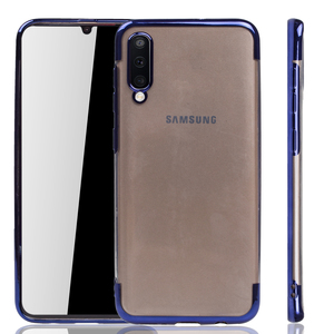 Handyhlle fr Samsung Galaxy A50 Blau - Clear - TPU Silikon Case Backcover Schutzhlle in Transparent   Blau