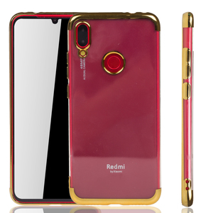 Handyhlle fr Xiaomi Redmi Note 7 Gold - Clear - TPU Silikon Case Backcover Schutzhlle in Transparent   Gold