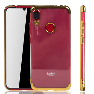 Handyh�lle f�r Xiaomi Redmi Note 7 Gold - Clear - TPU Silikon Case Backcover Schutzh�lle in Transparent   Gold
