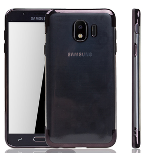 Handyh�lle f�r Samsung Galaxy J4 2018 Schwarz - Clear - TPU Silikon Case Backcover Schutzh�lle in Transparent   Schwarz