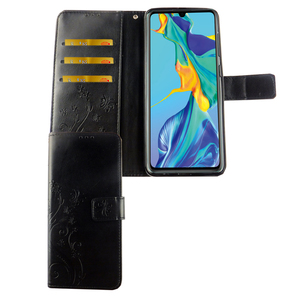 Huawei P30 Handy Hlle Schutz-Tasche Cover Flip-Case Kartenfach Schwarz