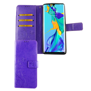 Huawei P30 Pro Handy Hlle Schutz-Tasche Cover Flip-Case Kartenfach Violett