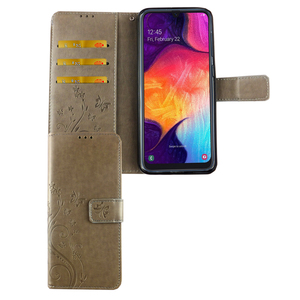 Samsung Galaxy A50 Handy Hlle Schutz-Tasche Cover Flip-Case Kartenfach Grau