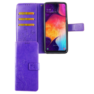Samsung Galaxy A50 Handy Hlle Schutz-Tasche Cover Flip-Case Kartenfach Violett