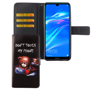 Huawei Y7 2019 Tasche Handy Hlle Schutz-Cover Flip-Case mit Kartenfach Dont touch my phone