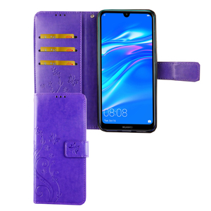 Huawei Y7 2019 Handy H�lle Schutz-Tasche Cover Flip-Case Kartenfach Violett