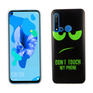 Huawei P20 Lite 2019 Handy H�lle Schutz-Case Cover Bumper Dont Touch My Phone Gr�n