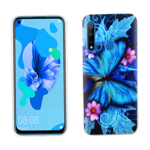 Huawei P20 Lite 2019 Handy Hlle Schutz-Case Cover Bumper Schmetterling Blau