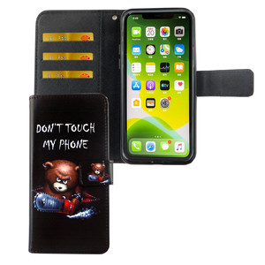 Apple iPhone 11 Pro Tasche Handy Hlle Schutz-Cover Flip-Case mit Kartenfach Dont touch my phone