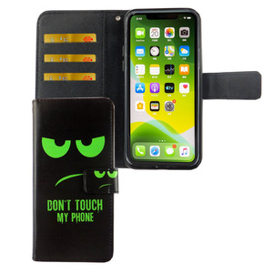 Apple iPhone 11 Pro Tasche Handy Hlle Schutz-Cover Flip-Case mit Kartenfach Dont touch my phone
