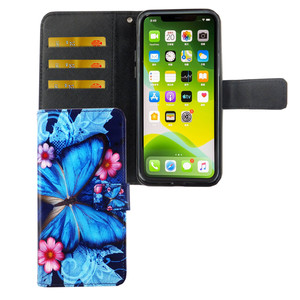 Apple iPhone 11 Pro Tasche Handy Hlle Schutz-Cover Flip-Case mit Kartenfach Blauer Schmetterling