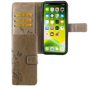 Apple iPhone 11 Pro Handy Hlle Schutz-Tasche Cover Flip-Case Kartenfach Grau