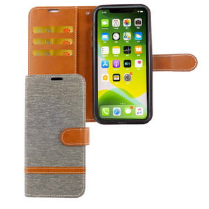 Apple iPhone 11 Pro Handy H�lle Schutz-Tasche Case Cover Kartenfach Etui Wallet Grau