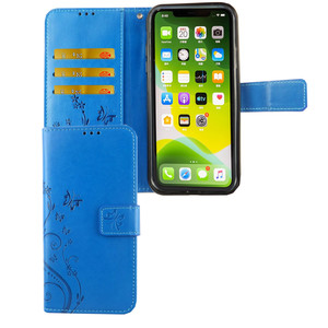 Apple iPhone 11 Pro Max Handy H�lle Schutz-Tasche Cover Flip-Case Kartenfach Blau