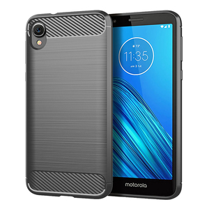 Schutzh�lle Handyh�lle f�r Motorola E6 Case Cover Carbon Optik Grau