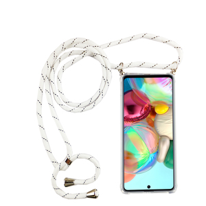 Handykette f�r Samsung Galaxy A71 - Smartphone Necklace H�lle mit Band - Schnur mit Case zum umh�ngen in Wei�