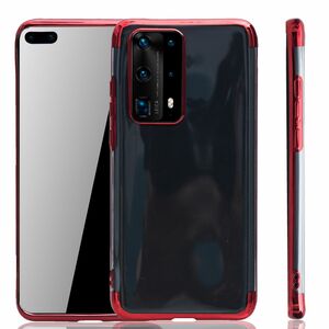 Handyh�lle f�r Huawei P40 Pro Rot - Clear - TPU Silikon Case Backcover Schutzh�lle in Transparent   Rot