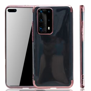 Handyh�lle f�r Huawei P40 Pro Rose Pink - Clear - TPU Silikon Case Backcover Schutzh�lle in Transparent   Rose Pink