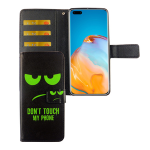 Huawei P40 Tasche Handy H�lle Schutz-Cover Flip-Case mit Kartenfach Dont touch my phone
