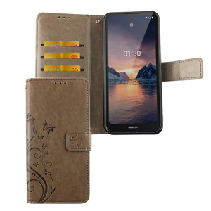 Nokia 1.3 Handy H�lle Schutz Tasche Cover Flip Case Kartenfach Grau