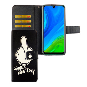Huawei P smart 2020 Tasche Handy Hlle Schutz-Cover Flip-Case mit Kartenfach Have a nice day