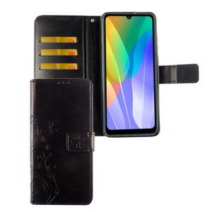 Huawei Y6P Handy Hlle Schutz Tasche Cover Flip Case Kartenfach Schwarz