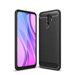 Schutzh�lle Handyh�lle f�r Xiaomi Redmi 9 Case Cover Carbon Optik Schwarz