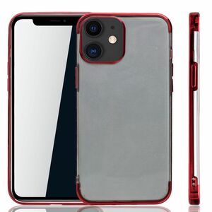 Handyhlle fr Apple iPhone 12 mini Rot - Clear - TPU Silikon Case Backcover Schutzhlle in Transparent   Rot