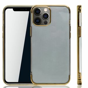 Handyh�lle f�r Apple iPhone 12 Pro Max Gold - Clear - TPU Silikon Case Backcover Schutzh�lle in Transparent   Gold