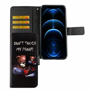 Apple iPhone 12 Mini Tasche Handy H�lle Schutz-Cover Flip-Case mit Kartenfach Dont touch my phone