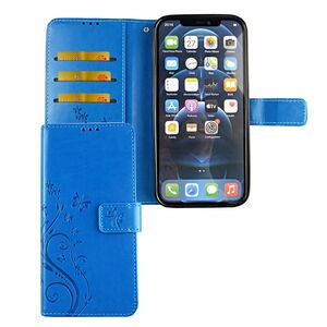 Apple iPhone 12 Pro Max Handy H�lle Schutz-Tasche Cover Flip-Case Kartenfach Blau