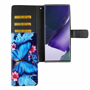 Samsung Galaxy Note 20 Ultra Tasche Handy Hlle Schutz-Cover Flip-Case mit Kartenfach Blauer Schmetterling