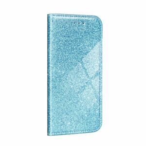Huawei P40 Tasche Handy H�lle Schutz Cover mit Kartenfach Glitzer Blau