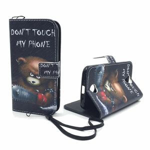  Handyh�lle Tasche + 1 Panzer Schutz Glas f�r Case Handy Acer Liquid Z330 Schriftzug B�r mit Kettens�ge