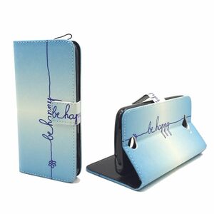  Handyh�lle Tasche + 1 Panzer Schutz Glas f�r Case Handy Acer Liquid Z530 Schriftzug Be Happy Blau