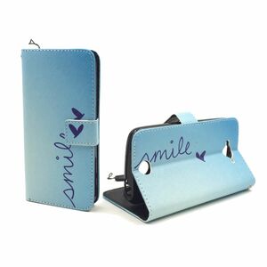  Handyh�lle Tasche + 1 Panzer Schutz Glas f�r Case Handy Acer Liquid Z530 Schriftzug Smile Blau