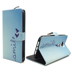  Handyh�lle Tasche + 1 Panzer Schutz Glas f�r Case Handy Huawei G8 Schriftzug Smile Blau