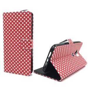  Handyh�lle Tasche + 1 Panzer Schutz Glas f�r Case Handy Huawei G8 Polka Dot Rot