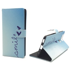  Handyh�lle Tasche + 1 Panzer Schutz Glas f�r Case Handy Huawei P9 Schriftzug Smile Blau