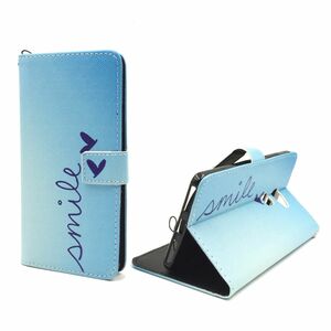  Handyh�lle Tasche + 1 Panzer Schutz Glas f�r Case Handy Huawei Mate S Schriftzug Smile Blau