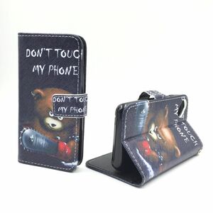  Handyh�lle Tasche + 1 Panzer Schutz Glas f�r Case Handy Wiko Sunset 2 Schriftzug B�r mit Kettens�ge