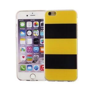  Handy H�lle f�r Apple iPhone 6 / 6s Cover Case Schutz Tasche Motiv Slim TPU + Panzer Schutz Glas 9H Gelb / Schwarz