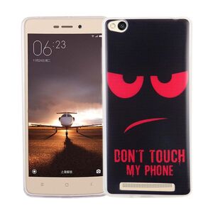  Handy H�lle f�r Xiaomi Redmi 3 Cover Case Schutz Tasche Motiv Slim TPU + Panzer Schutz Glas 9H Dont Touch my Handy Rot