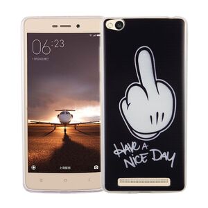  Handy H�lle f�r Xiaomi Redmi 3 Cover Case Schutz Tasche Motiv Slim TPU + Panzer Schutz Glas 9H Mittelfinger