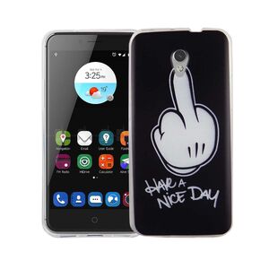  Handy H�lle f�r ZTE Blade V7 Cover Case Schutz Tasche Motiv Slim TPU + Panzer Schutz Glas 9H Mittelfinger